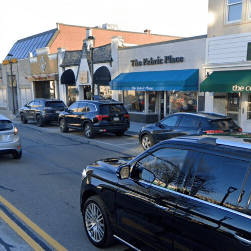 A photo taken in uptown Mt. Lebanon, Pennsylvania, featuring several storefronts.
